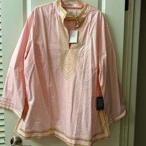 MAHARANI TUNIC IN BLUSH PINK EMBROIDERED IN GOLD FILIGREE